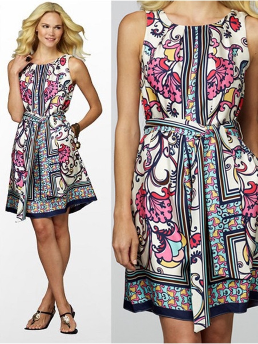 Lilly Pulitzer Colby Engineered White Cameo With Bells Silk Dress